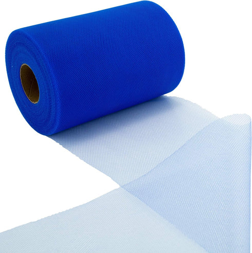 Tulle Fabric Roll | 6” by 100 Yards | Polyester Spool for Crafts Decorations Tutu Weddings Costumes Skirts Parties and More – by Craft Forge (Blue...