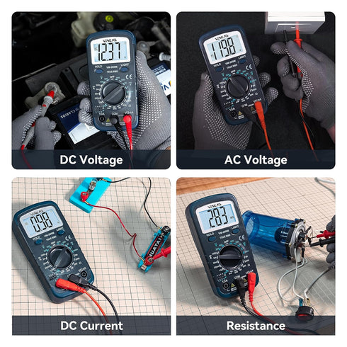 Digital Multimeter DC AC Voltmeter, Ohm Meter, Fast Accurately Measures Voltage, Current, Resistance, Continuity, Diode, hFE, Tests Live Wire...