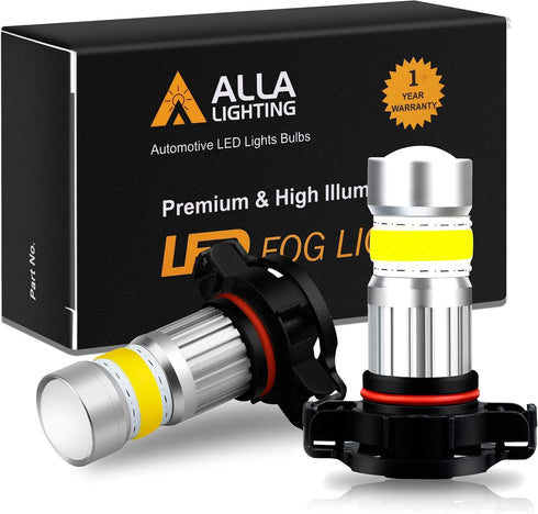 Alla Lighting 2800lm PSX24W 2504 LED Fog Light Bulbs 3000K Amber Yellow Xtreme Super Bright COB-72 SMD 12V122766...