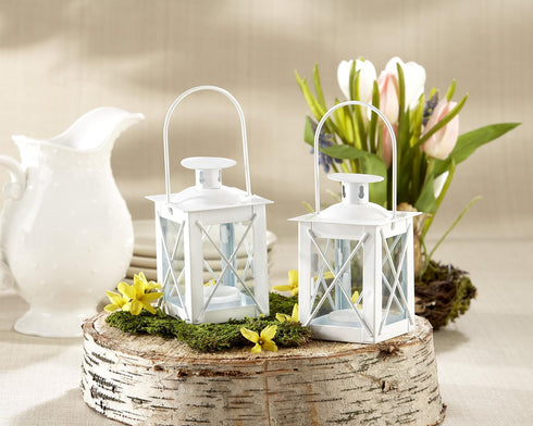 Kate Aspen Luminous Metal Mini Lanterns, Vintage Teal Light Candle Holders, White...