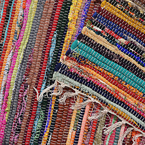Marubhumi Reversible Area Runner Chindi Rug for Bedroom, Living Room, Kitchen, or Laundry Room 100% Recycled Cotton (20"x 32") - Unique Multi Colo...