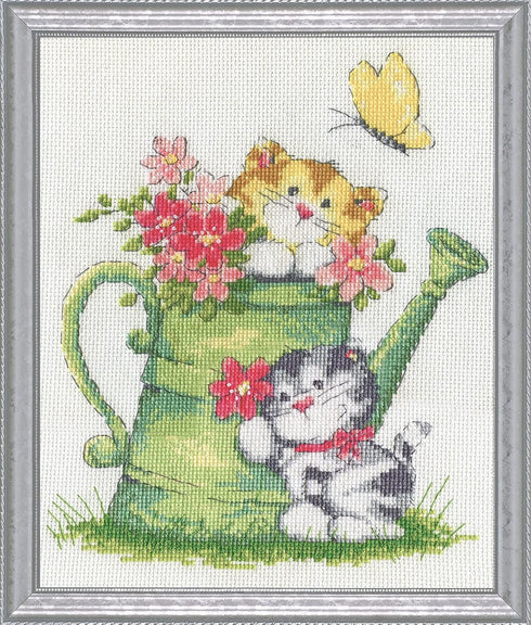Design Works Crafts Watering Can Cats Counted Cross Stitch Kit, White...