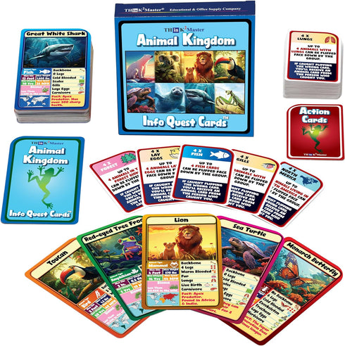 THINK2MASTER Animal Kingdom Info Quest Educational Card Game - Perfect for Boys, Girls, Kids, Classroom, Friends and Families to Have Fun While Le...