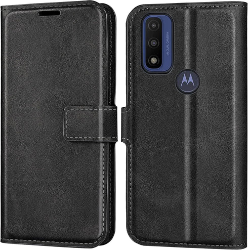 Moto G Pure Phone Case Wallet Black, Motorola Moto G Pure Leather Flip Case with Card Holder Kickstand Magnetic Closure Slim Phone Case Cover for ...