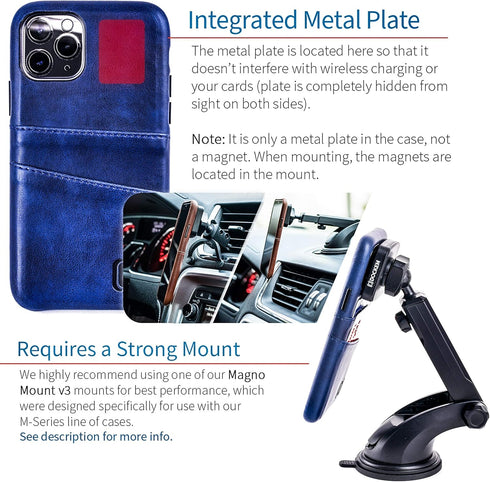 Dockem Wallet Case for iPhone 11 Pro: Built-in Metal Plate for Magnetic Mounting & 2 Credit Card Holder Slots (5.8" Exec M2, Synthetic Leather, Na...