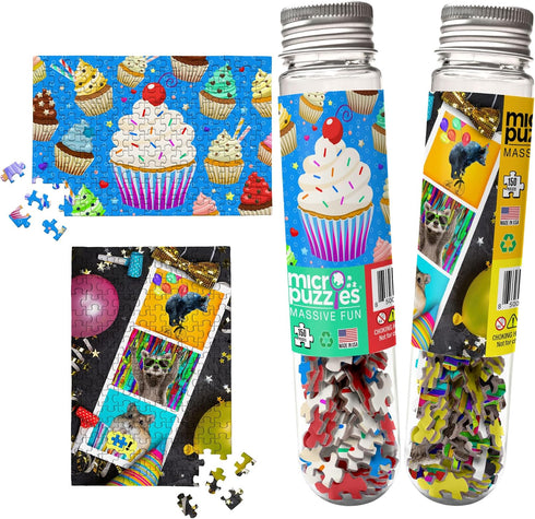 MicroPuzzles “Celebration” 2-Pack - Mini Puzzles for Adults, 150 Piece Small Puzzles for Adults and Teens - 4” x 6” Inch, Compact and Challenging ...