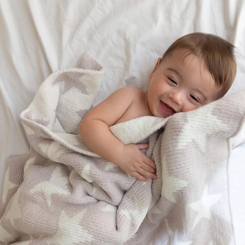 Living Textiles Grey Stars Chenille Soft Baby Blanket Reversible Premium Cozy Fabric for Best Comfort - for Infant,Toddler,Newborn,Nursery,Boy,Gir...