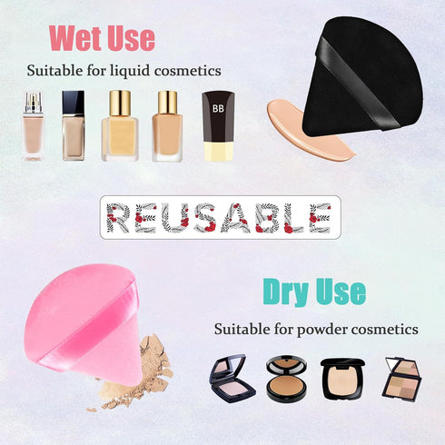 8 Pieces Triangle Powder Puff with 4 Travel Cases, Triangle Makeup Puff, Reusable Velour Cosmetic Foundation Blender Sponge for Loose Powder Body ...