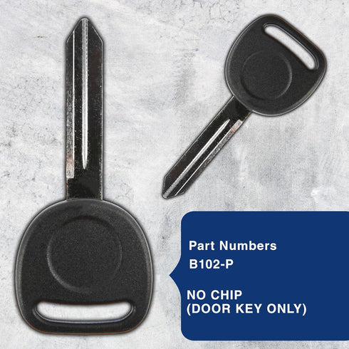 KeylessOption Uncut Blank Ignition Car Key Blade Master Keyblank Plastic Head for B102, B102-P...