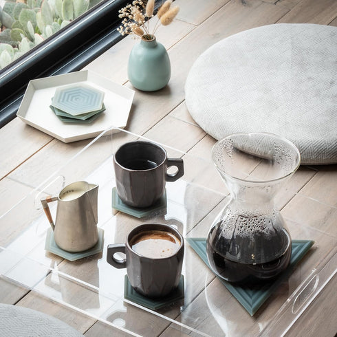 LINE+ARC Extra Thick Silicone Coasters (As Seen in NYTimes WireCutter) Waterproof Anti-Stain Heat-Safe Dishwasher-Safe Degr? Coasters (Set of 6, J...