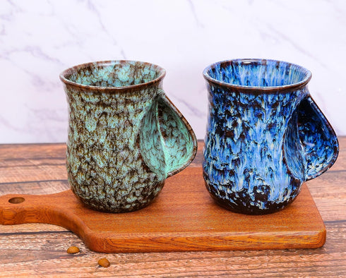 18oz Ceramic Hand Warmer Mug, Novelty Hand Warmer Coffee Mug, Tea Mug, Keep Your Hands Warm, Comfy Handwarmer, Microwave And Dishwasher Safe (Blue...