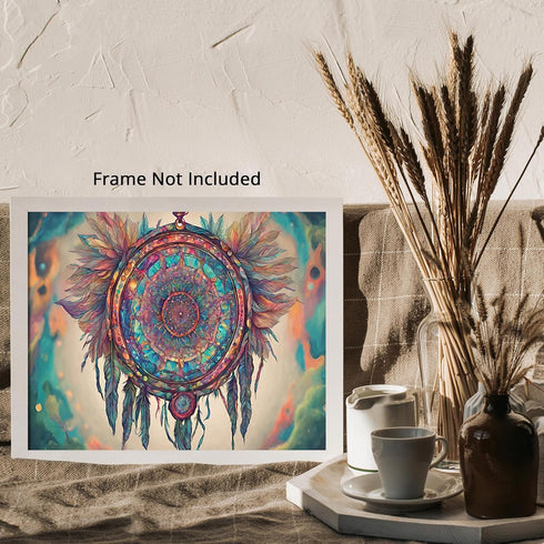 Posterizer 1 pcs- psychedelic funky hippie colorful dreamcatcher 2-Fantasy & Fiction Art-Retro Art- Living Room Bedroom Decor- unframed wall art...