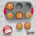 Boxiki Kitchen Non-Stick Steel 6 Cup Muffin Pan with Silicone Handles and Reusable Liners - Perfect for Baking Large Muffins and Cupcakes...