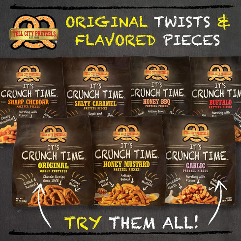 Tell City Honey Mustard Flavored Pretzel Pieces - Homestyle Crunchy Hard Pretzels - Honey Mustard, 12 oz...