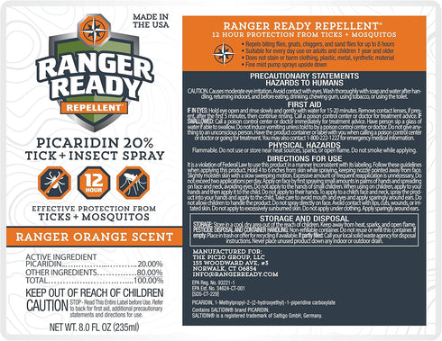 Ranger Ready Picaridin Insect Repellent, Ranger Orange Scent - DEET-Free Tick and Mosquito Repellent Bug Spray (8 Oz., Pack of 1)...