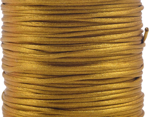 KONMAY 80 Yards 1.0mm Nylon Rattail Satin Silk Trim Cord Beading String for Chinese Knotting, Kumihimo, Beading, Macramé, Jewelry Making, Old Gold...