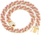 Gold Dog Chain Collar Diamond Cuban Collar Walking Metal Chain Collar with Design Secure Buckle Dog Collars for Medium Large Dogs (18inch, Pink-Go...