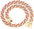 Gold Dog Chain Collar Diamond Cuban Collar Walking Metal Chain Collar with Design Secure Buckle Dog Collars for Medium Large Dogs (18inch, Pink-Go...
