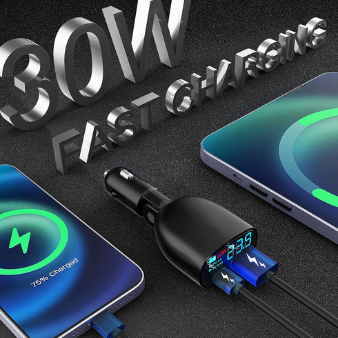 USB C Car Charger with Voltage Display 20W PD Fast Car Charger with & USB5V2.4A Adapter, Car Voltmeter Meter Battery Monitor...