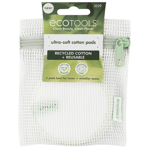 EcoTools Reusable Cotton Pads, Ultra Soft & Durable, Cleanses Skin, Applies Skincare, for Toner, Serums, & Makeup Remover, Sustainable Alternative...