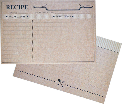 50 Farmhouse Rustic Recipe Cards 4x6, Double Sided Kraft Design Cards...