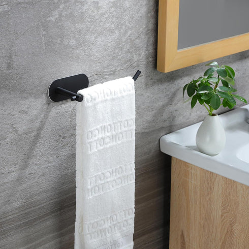 Hand Towel Holder,2 Packs Black Hand Towel Bar,6 3/10 Inch Self Adhesive Hand Towel Rack/Towel Ring for Bathroom Kitchen...