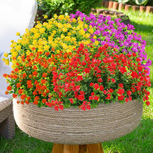 GREENRAIN Artificial Flowers Outdoor Fake Flowers for Decoration UV Resistant No Fade Faux Plastic Plants Garden Porch Window Box Décor (6 Bundles...