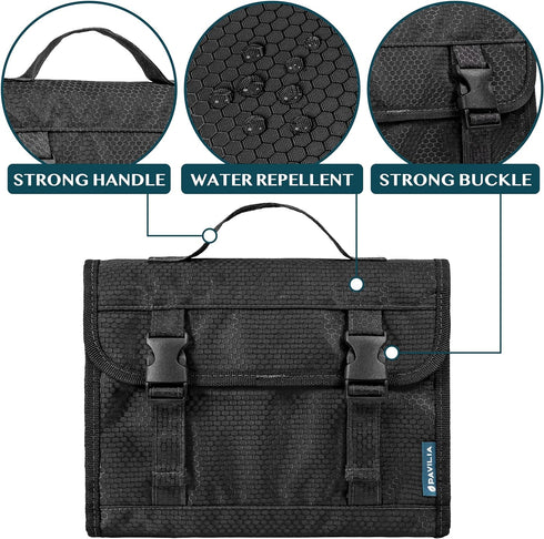 PAVILIA Travel Hanging Toiletry Bag for Women Men, Large Capacity Makeup Bag Kit, Waterproof Cosmetic Storage Organizer Case for Bathroom Shower, ...