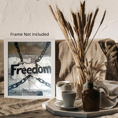 Posterizer-freedom-broken chains-inspiring typography art -4-Abstract & Modern Art Gift for Men Women Teens Decor for Home & Office- unframed wall...
