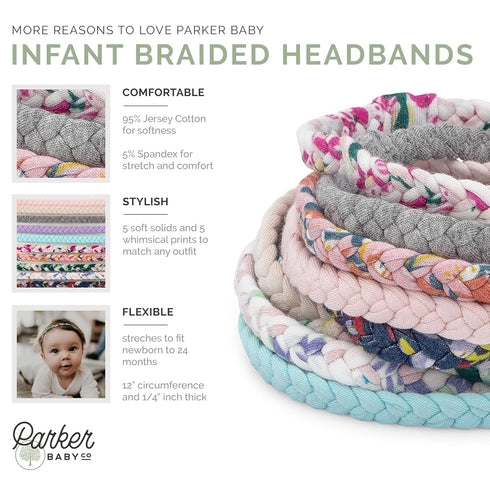 Parker Baby Girl Braided Headbands, Assorted 10 Pack of Hair Accessories for Girls -"Wildflower Set"...
