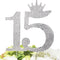Number 15 Quinceanera Rhinestone Princess Crown Monogram Cake Topper - Sweet 15th Birthday Party (Silver)...