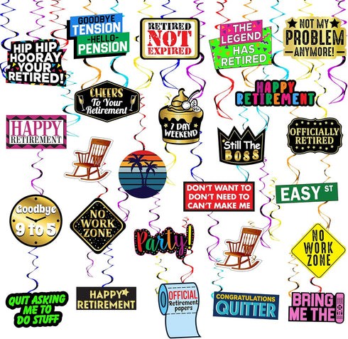 25 Piece Retirement Party Hanging Swirls Decorations, Hilarious Happy Retirement Party Supplies and Gifts...