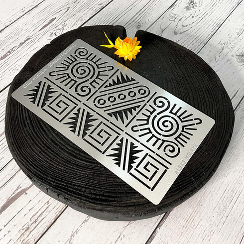Aleks Melnyk No.433 Metal Stencil, Aztec Stencil Patterns and Symbols, Small Stencil, 1 PC, Template for Wood Burning, Engraving, Crafting, Scrapb...