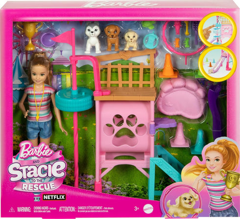 Barbie and Stacie to The Rescue Doll & Playset, Puppy Obstacle Course with Doll, 3 Dog Figures & 18 Accessories...