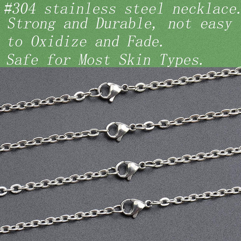 LPBeads 12 Pack Mix Size Stainless Steel Chain Necklace for Jewelry Making...