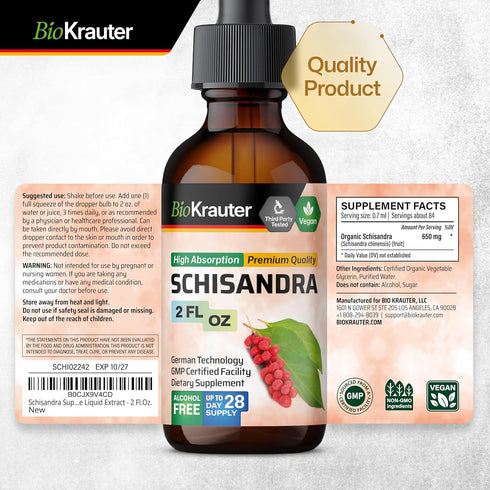 Schisandra Tincture - Organic Schisandra Supplement - Natural Adaptogen for Mood Support - Schisandra Berry Liquid Extract - Alcohol and Sugar Fre...