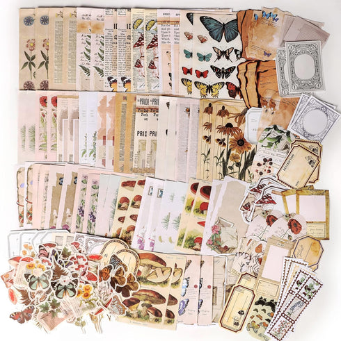 200 Pieces Vintage Scrapbook Supplies Pack for Junk Journal Planners DIY Paper Stickers Vintage Ephemera Pack Decoupage for Art Journaling Bullet ...