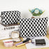 2Pcs Makeup Bag For Women - Large Checkered Knitted Cosmetic Bags&Small Makeup Pouch Aesthetic Design Travel Toiletry Bag Skincare Bag Car Storage...