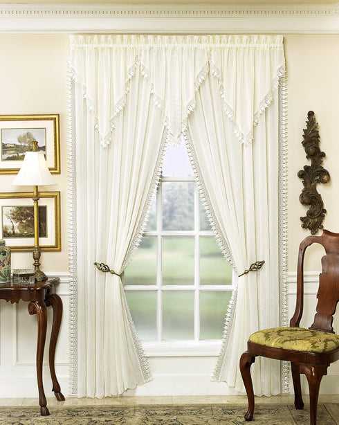 Today's Curtain Versailles Macrame Crushed Window Voile Panel, 84-Inch, Ecru...