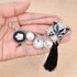 Black Enamel Crystal Butterfly Large Safety Pins Brooch with Tassel Camellia Pearl Charm 3.2" L...