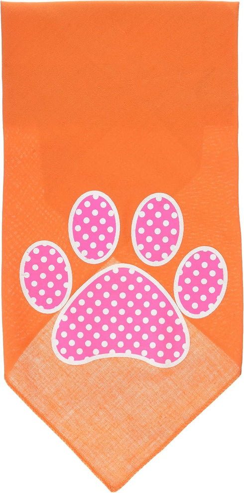 Mirage Pet Products Pink Swiss Dot Paw Screen Print Bandana for Pets, Large, Orange...