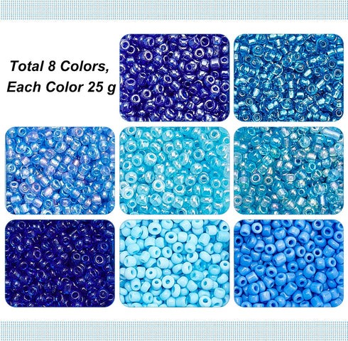 PH PandaHall 8000pcs 2mm Blue Seed Beads, Craft Glass Beads Pony Waist Bead 12/0 Mini Spacer Bead for Friendship Bracelet Making Summer Ocean Sea ...