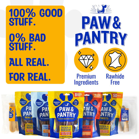 Paw & Pantry 5" Soft & Chewy USA-Chicken Wrapped Sticks for Dogs - Pack of 8 Rawhide Free Chicken Dog Treats - Grain-Free & Highly Digestible Chic...