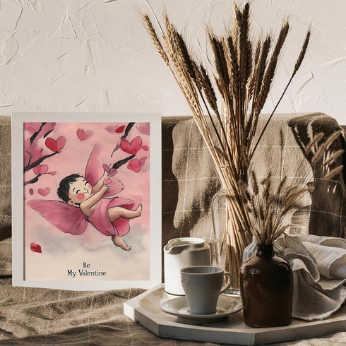Posterizer 1 pcs-Be My Valentine" with a cute cupid-Valentine's day art-Romantic Art-Holiday Poster Collection-Gift for Couples boyfriend girlfrie...