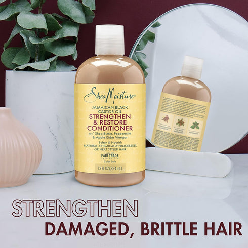 SheaMoisture Conditioner 100% Pure Jamaican Black Castor Oil to Intensely Smooth and Nourish Hair with Shea Butter, Peppermint and Apple Cider Vin...