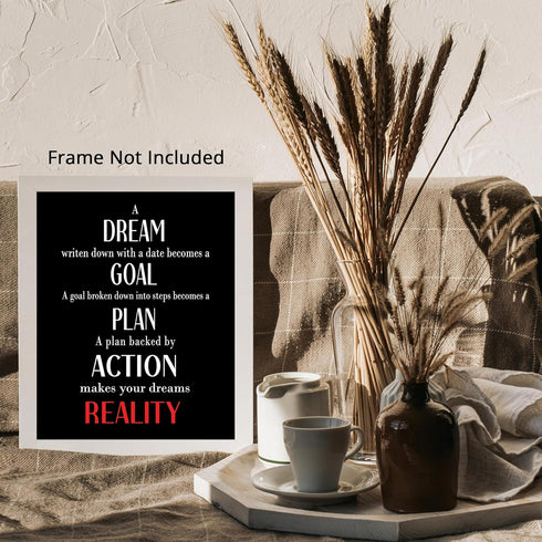 Posterizer 1 pcs-A dream becomes a goal-powerful quote-Men's Art Collection-Motivational & Inspirational Art-decor for office wall- UNFRAMED Wall ...