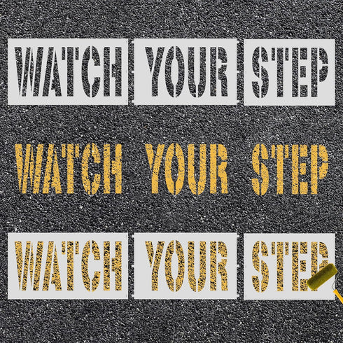Watch Your Step Stencil, Large Watch Your Step Sign Reusable Letter Stencil Paint Stencil Safety Stencils Warning Sign Stencil for Walls Floors St...