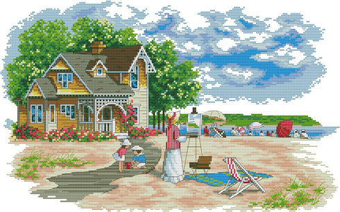 ROSTITCH Stamped Cross Stitch Kits- Vacation time Cross Stitch Kits for Beginners Adults Needlepoint Cross-Stitch,Pre Printed Cross Stitch and Cra...