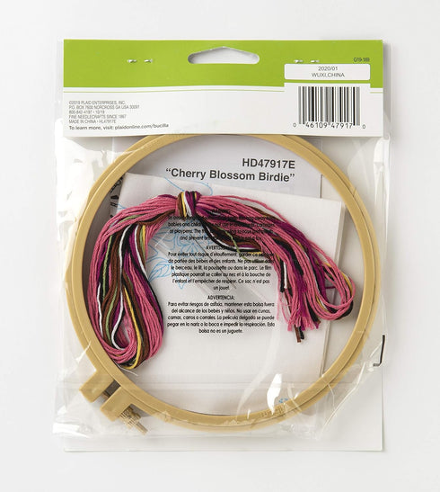 Bucilla 47917E Stamped Embroidery Kit, 6", Cherry Blossom Birdie...