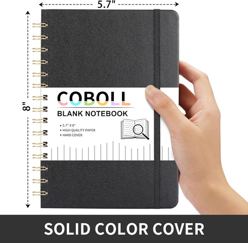 Blank Notebook/Journal - Notebooks with Hardcover and Premium Thick Paper, 8" x 5.7" (exclusive of spirals), College Blank Spiral Notebook/Journal...